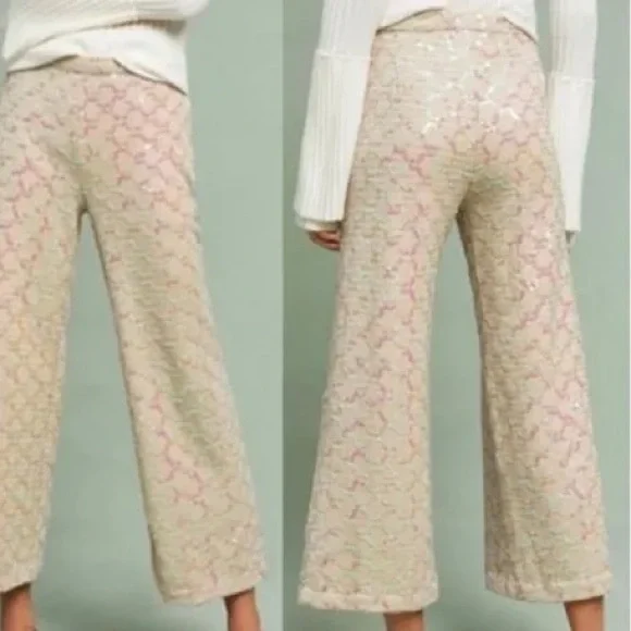 Anthropologie Cream Wide Leg Pants - Picture 5 of 5